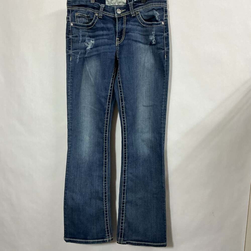 BKE Denim Payton Mid Rise Bootcut Distressed Jeans